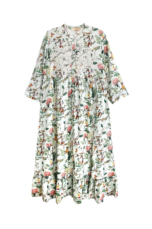 La Cera Lovebird Floral Print Maxi Dress