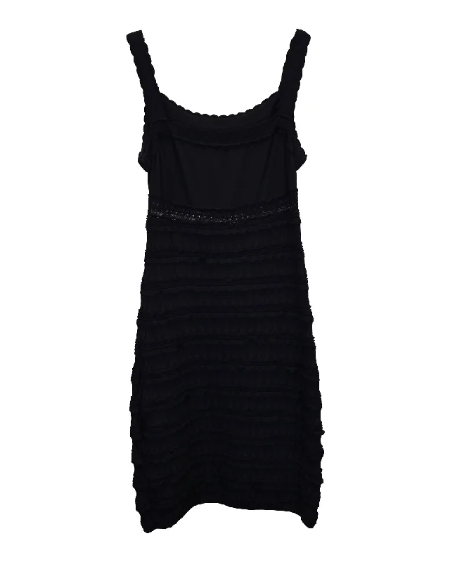 Alaïa Ruffled Bodycon Dress in Black Viscose