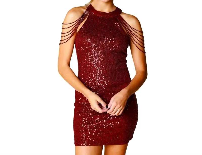 Bodycon Holiday Dress In Burgundy