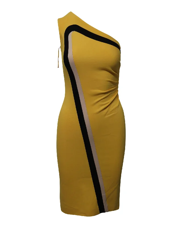 Escada One-Shoulder Bodycon Dress in Yellow Viscose