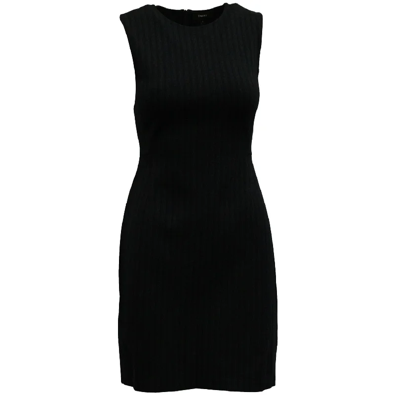 Theory Ribbed Bodycon Dress in Navy Blue Viscose