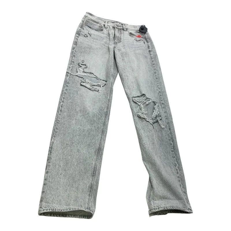 Jeans Straight By American Eagle In Grey Denim, Size: 6