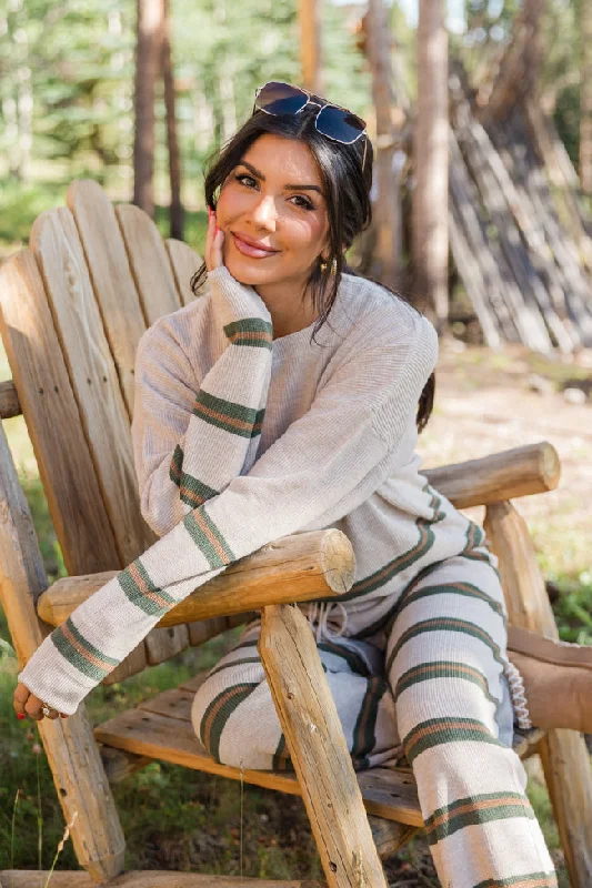 Seeing Stripes Beige Multi Striped Knit Sweater