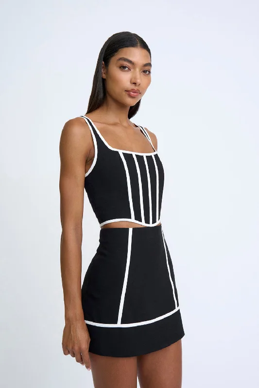 Contrast Pipe Bodice | Final Sale - Black Ivory